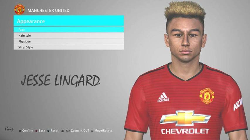 Jesse Lingard New Face &amp; Hair PES 2017 PATCH PES New