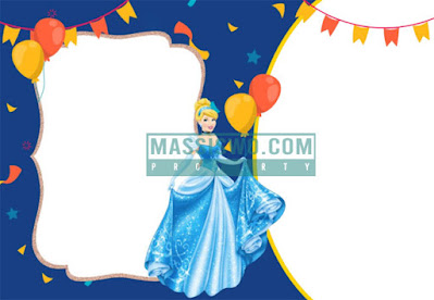 Template kartu undangan ulang tahun Cinderela