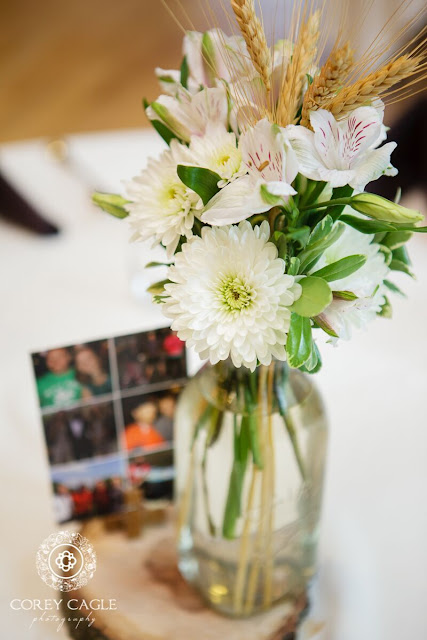 centerpiece with wheat grass | Corey Cagle Photography