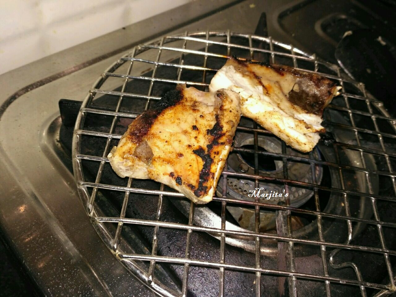 Old Indian Kitchen cooking delicious Roasted Fish A very less oil fish starter Old Indian