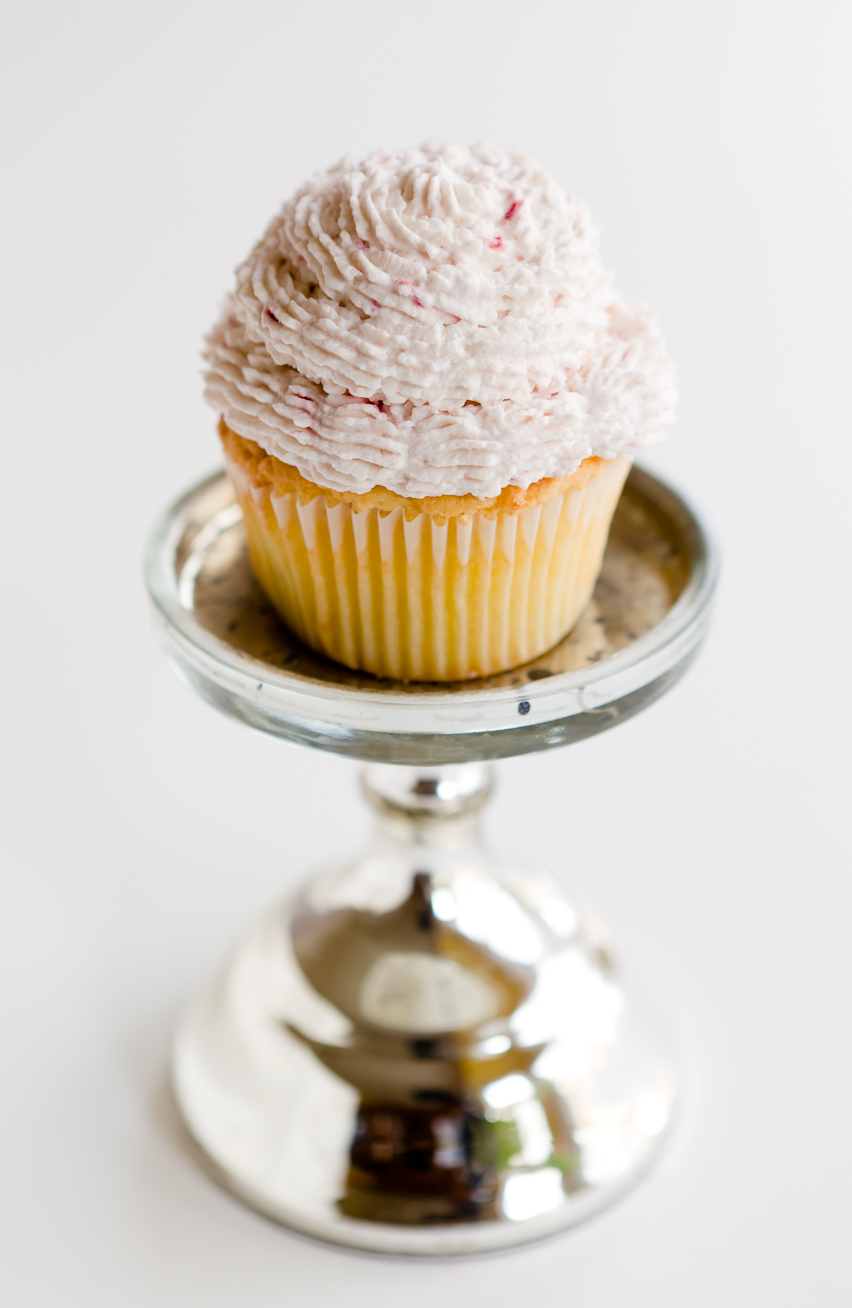 Parmesan Sour Cream Cupcakes with Raspberry Whipped Cream Frosting