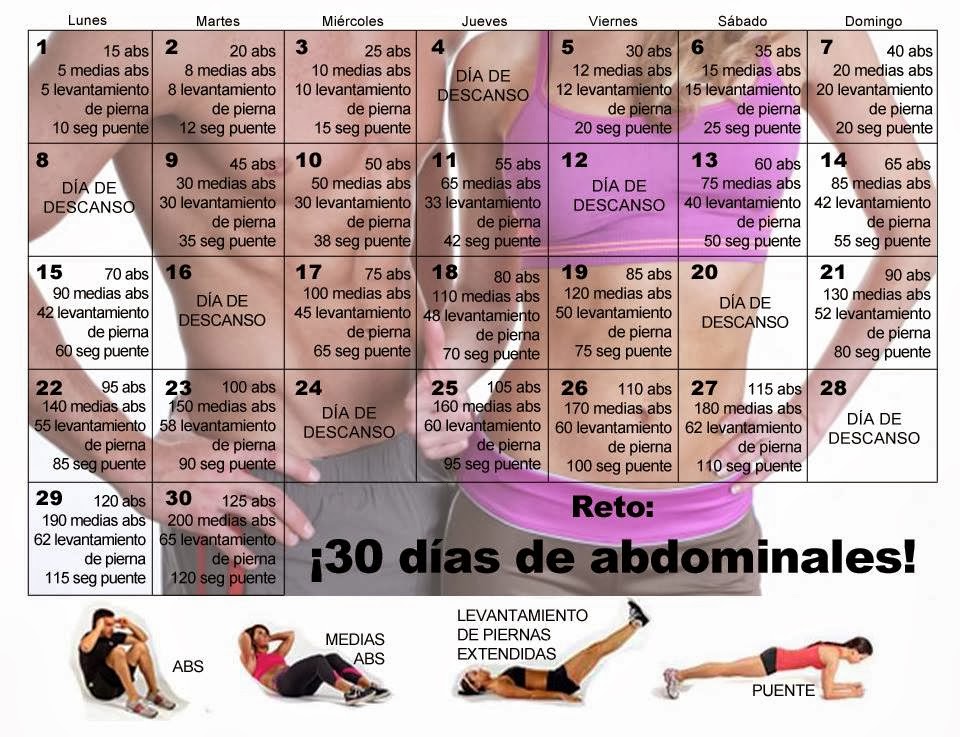 retos ejercicios 30 dias abdominales