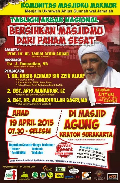 Hadirilah Tabligh Akbar Nasional "Bersihkan Masjidku Dari Paham Sesat" di Surakarta