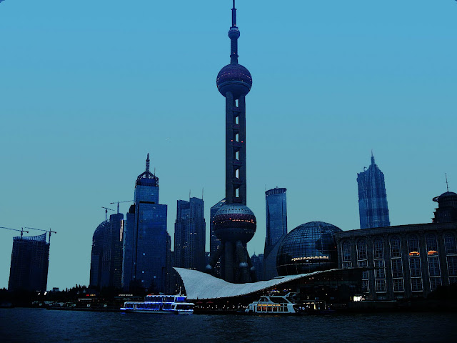 shanghai buildings at night