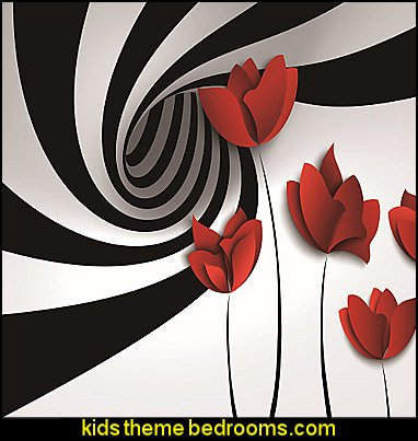 Mural Abstract Pattern with Red Flowers Alice in Wonderland bedroom decor - Alice in wonderland themed rooms - design an Alice in Wonderland Bedroom - Alice in Wonderland bedroom ideas - Alice in Wonderland bedding - Alice in Wonderlnd wall decals - Alice in Wonderland wall murals - alice in wonderland wallpaper mural - tea party theme - alice in wonderland bedroom furniture Mural Abstract Pattern with Red Flowers