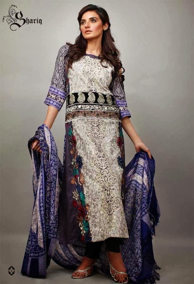 Rabea Designer Embroidered Linen Collection 2014 By Shariq Textiles ...