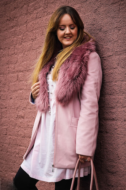 Boohoo imogen pink wool coat