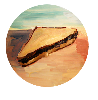peanut butter and jelly sandwich painting, fine art illustration