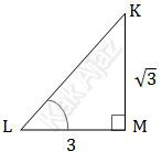 ∆KLM dengan tan⁡ L = 1/3 √3 , sudut L