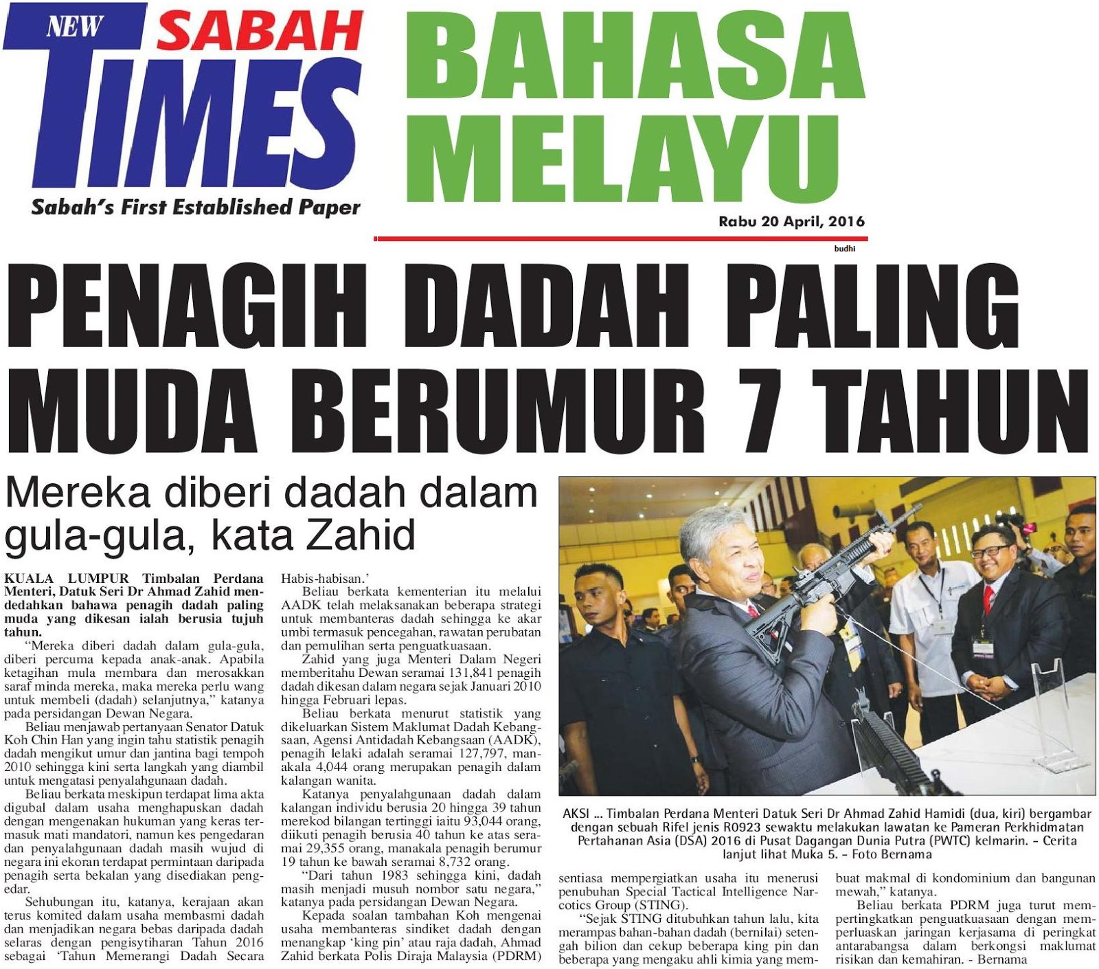 Blog Koleksi Akhbar Pendidikan New Sabah Times Penagih Dadah Paling Muda Berumur 7 Tahun