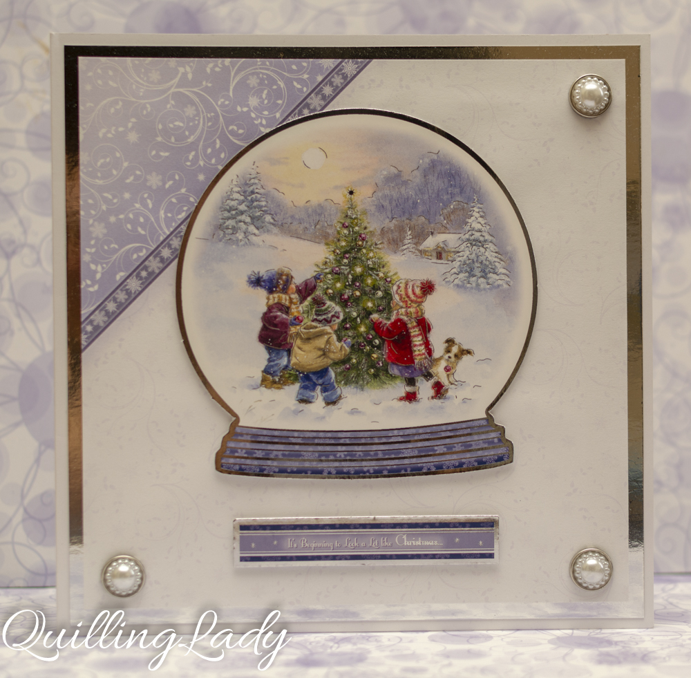 Quilling Lady Snow globe Christmas card