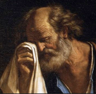 Detail of "St. Peter Weeping Before the Virgin" - Guercino (1591-1666)