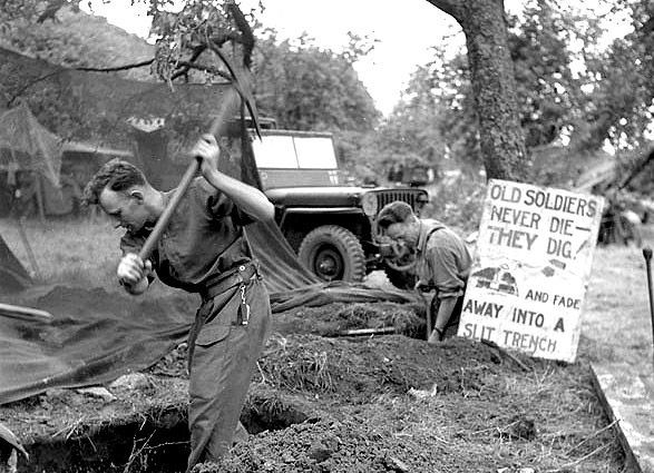 Historical Photos Ww2 1942 Trench Digging Funny Sign