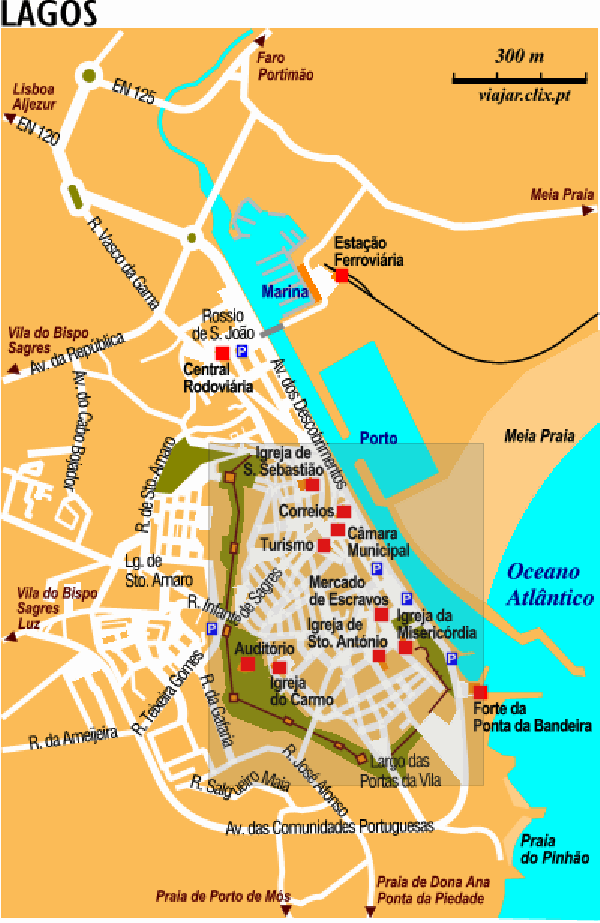 Mapa das Praias de Lagos, Algarve