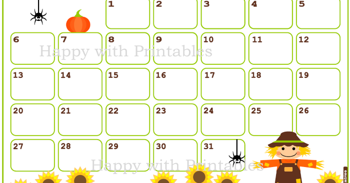 HappywithPrintables: Calendar October 2014 - Printable - Cute Planner - DIY