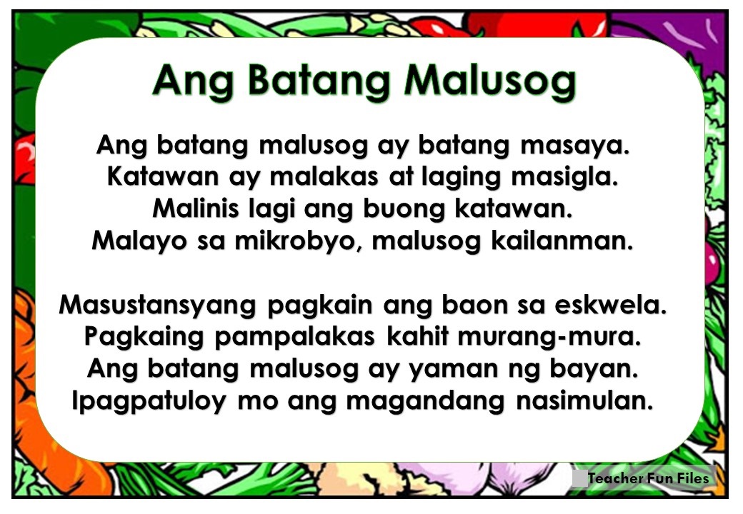 Kanta Tungkol Sa Nutrition Month - William Richard Green