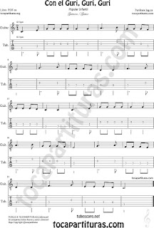  Guitar Tab Sheet Music for Con el Guri Guri Guri Children Tablature Music Scores