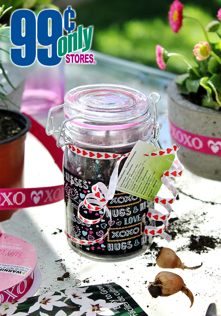 Do Valentine's on a budget. Do the 99. Amazing D.I.Y gift ideas for living Valentine's gifts from mason jar bulb planters to hand poured concrete planters. #99YourValentinesDay #DoingThe99 (AD)