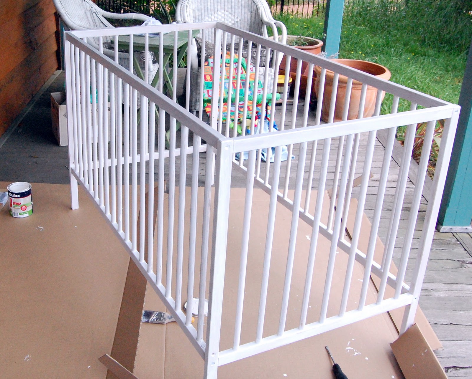 A little paint goes a long way Baby Cot/Crib Yellow Dandy