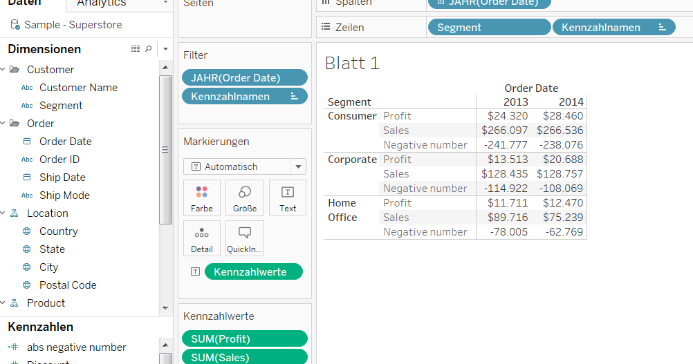 Tableau Number Function ABS
