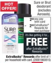 free Sure or Brut Deodorant