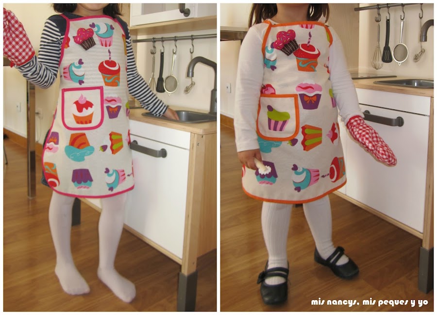 mis nancys, mis peques y yo, delantal con cupcakes para niñas, talla 5 y 3