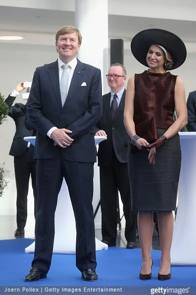 Queen Maxima and King Willem-Alexander of the Netherlands are seen at the Draeger Medical GmbH during their state visit