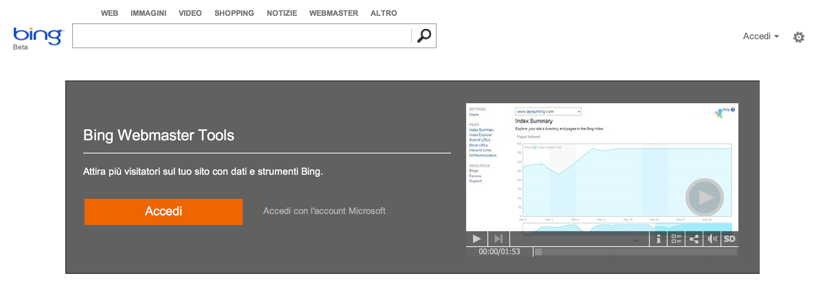 strumento webmaster bing strumento webmaster bing
