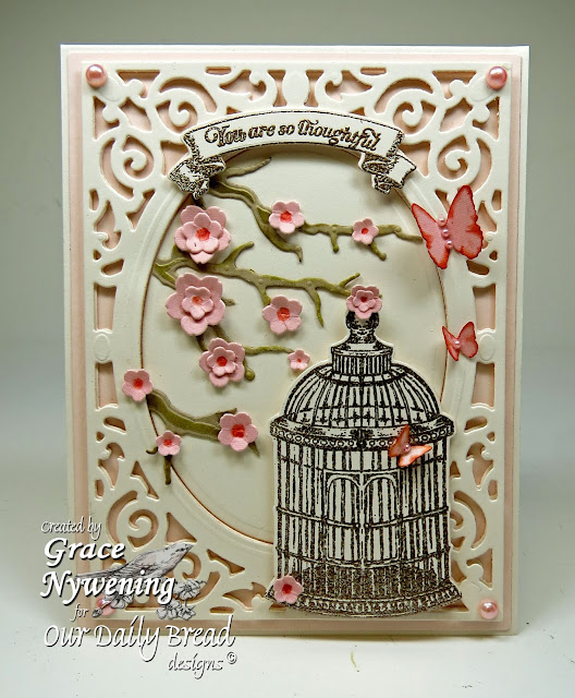 Our Daily Bread designs stamps, For the Love Birds, Bird Cage and Banner Dies, designed by Grace Nywening