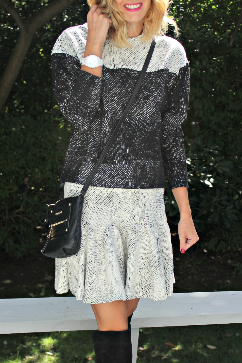 black and white jacquard outfit 