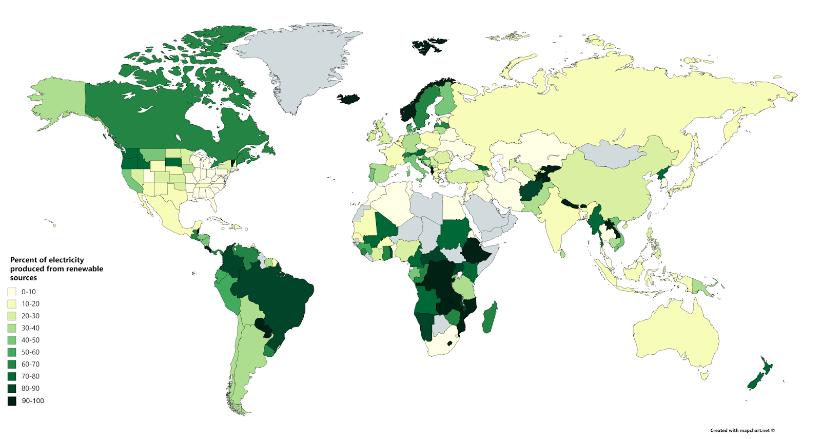 Percent of electricity produced from renewable sources worldwide Percent of electricity produced from renewable sources worldwide