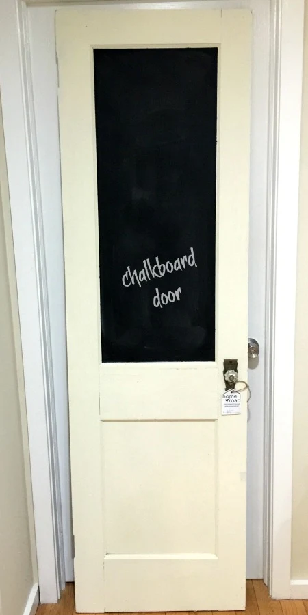 Vintage door turned DIY chalkboard. Homeroad.net