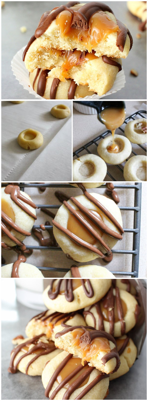 Turtle-twix Thumbprint Cookies