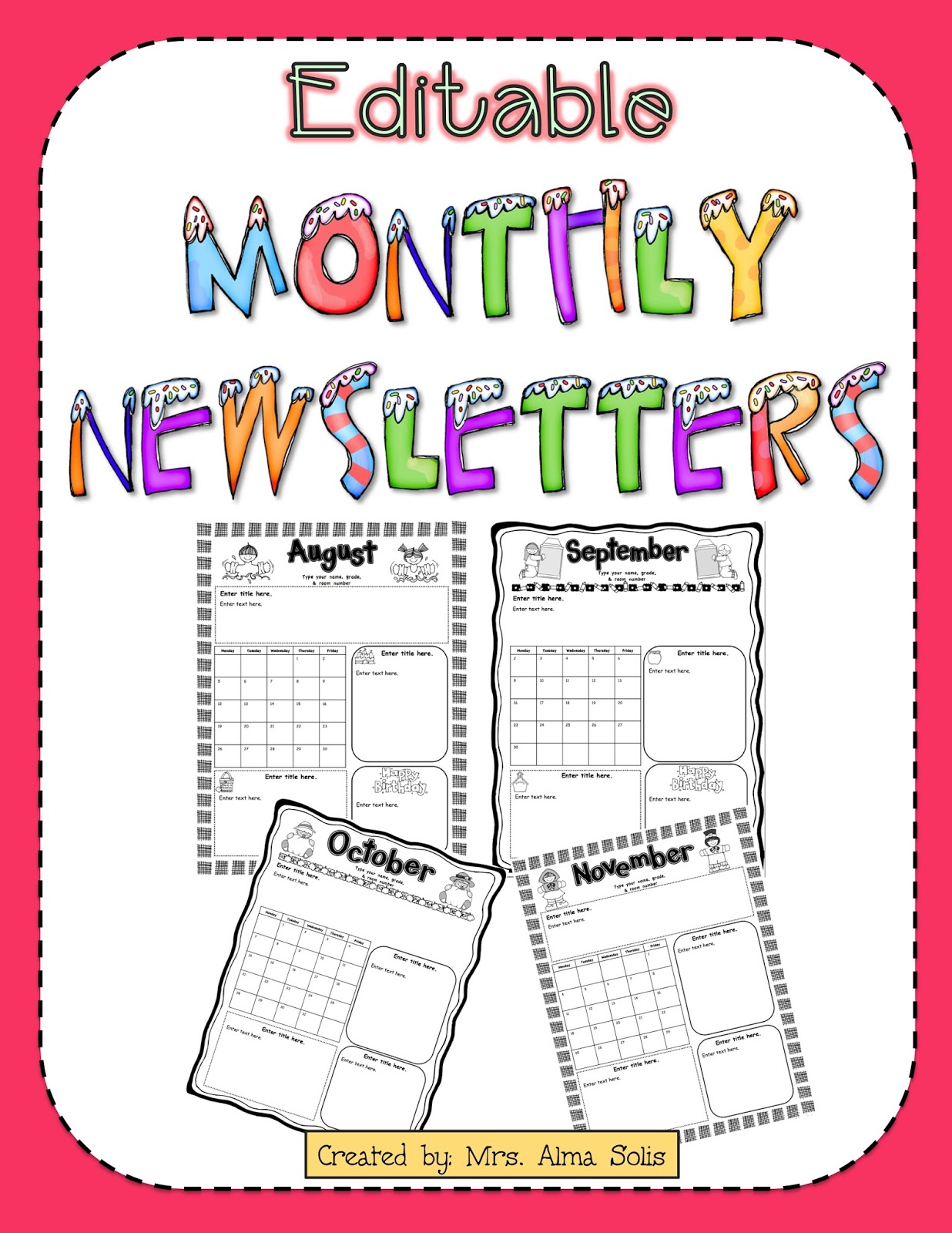 Mrs Solis s Teaching Treasures Monthly Newsletters Editable 
