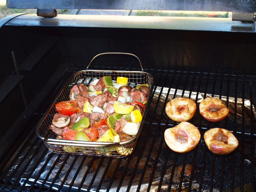 Pellet Smoker Cooking Unskewered Beef & Veggie Kabobs