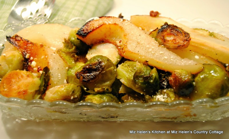 Roasted Brussels Sprouts with Pears  at Miz Helen's Country Cottage