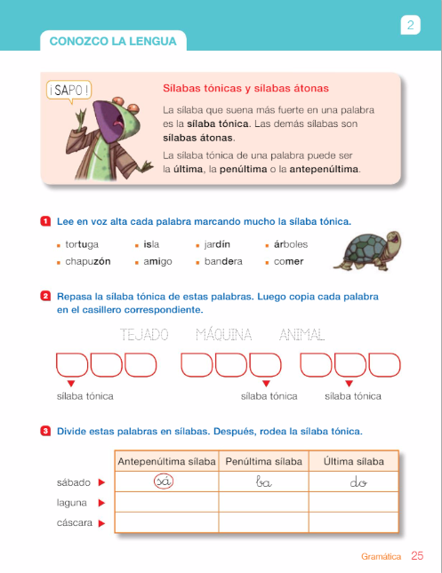 Diario de 2º A: Sílaba tónica y átona