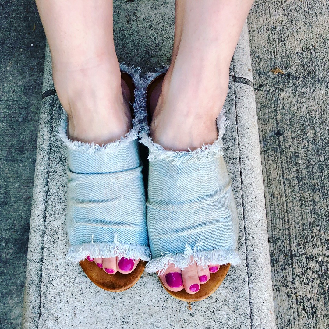 womens denim slides