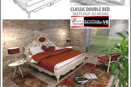 Sketchup  3D Model Classic Double Bed #5
