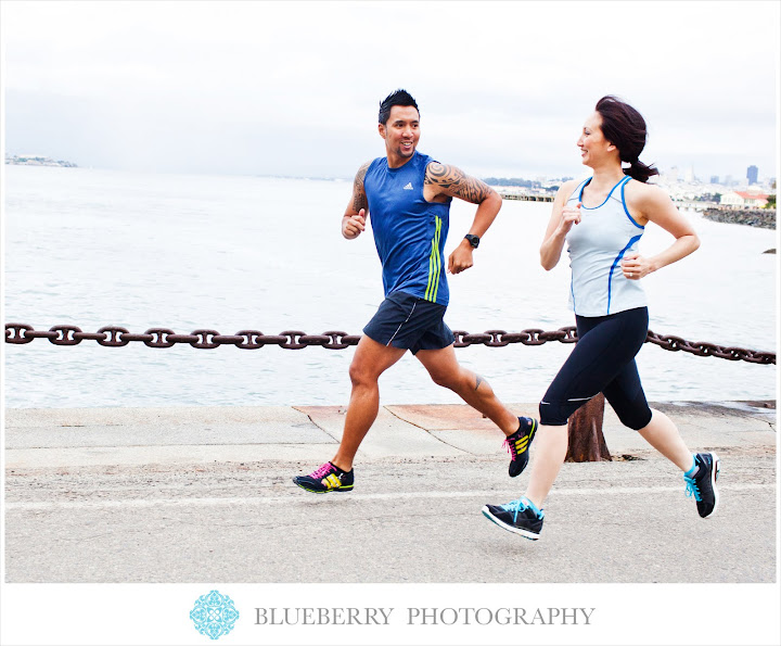 bay area urban running couple engagement photography session