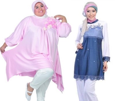 Model baju muslim gemuk atasan trendy Model baju muslim gemuk atasan trendy