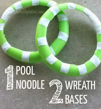 diy pool noodle wreath base craft tutorial