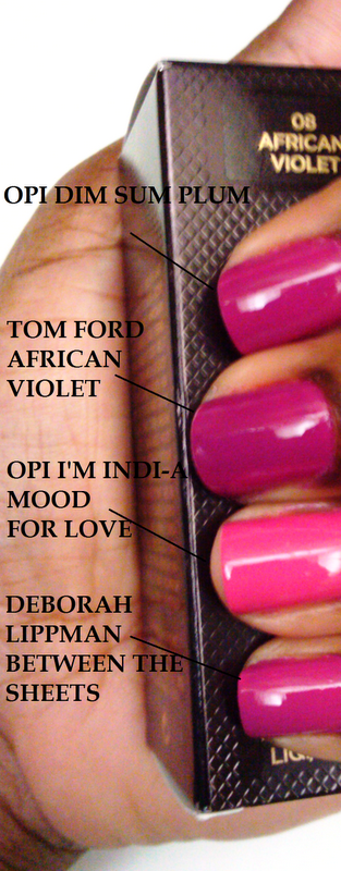 Mani of the Week- Tom Ford Ginger Fire & Tom Ford Carnal Red and African  Violet - of the comely