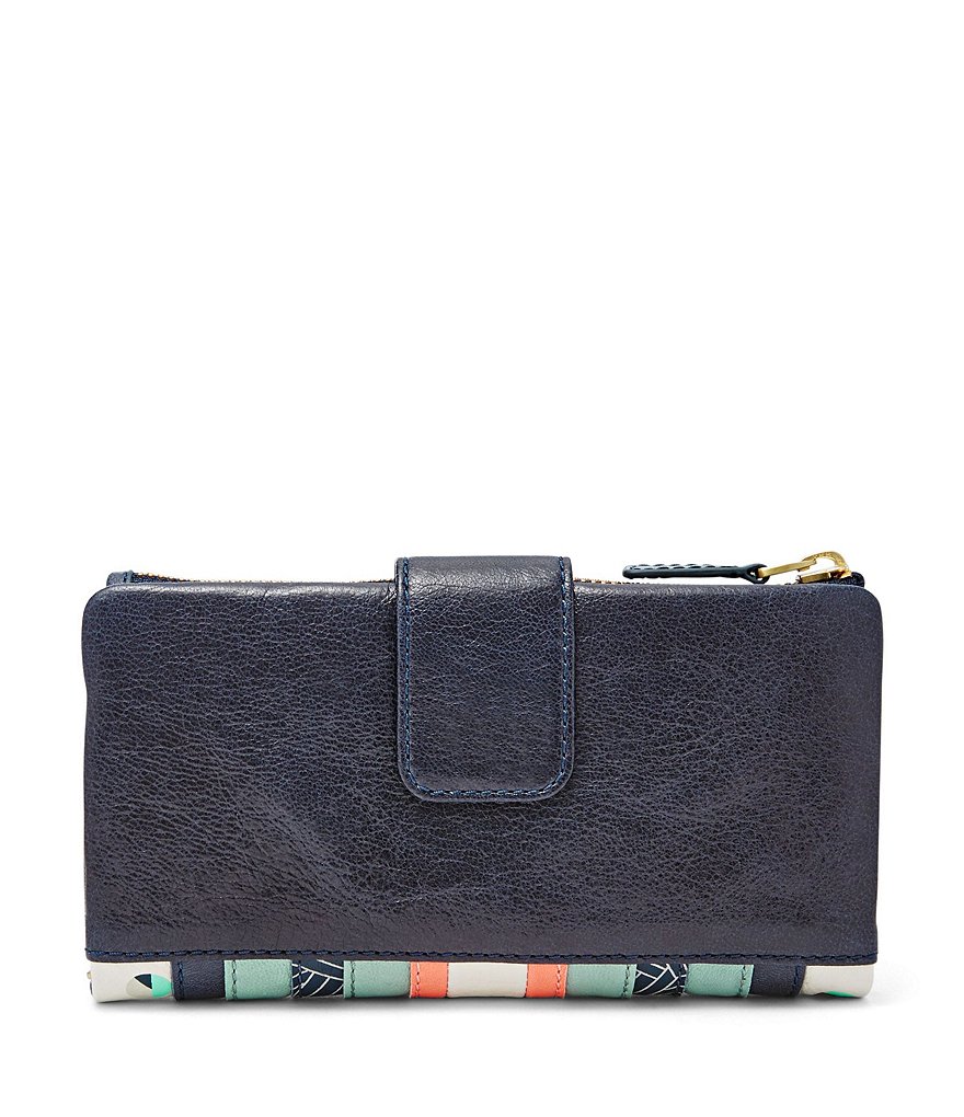 USA Boutique: Fossil Emory Patchwork Leather Clutch Wallet - Blue Multi