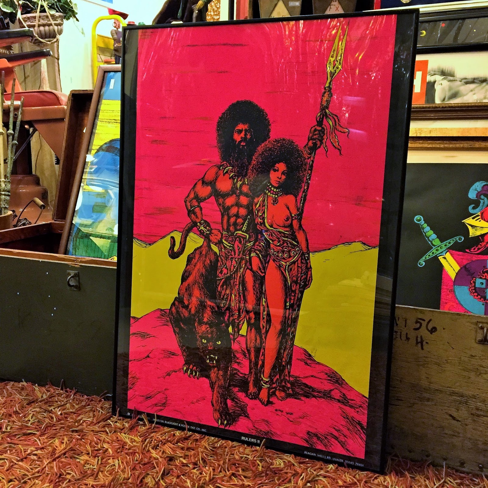 レア スケボー ビンテージ ポスターサイケ 70s ブラックライト