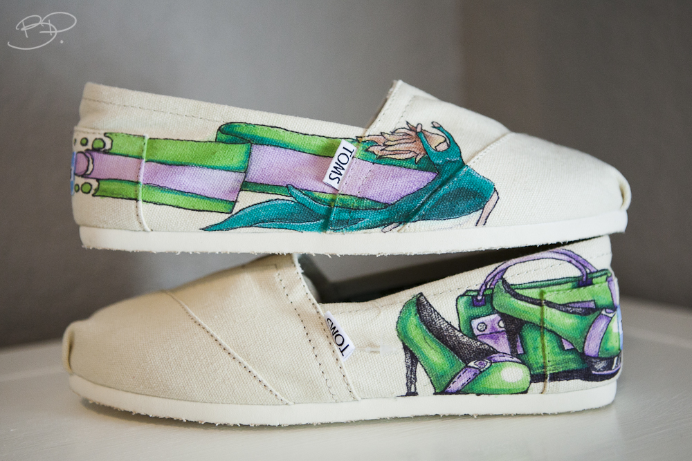 Benjamin Paras Green/Purple Dancer Themed Custom Toms Shoes