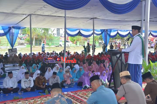 HUT ke-3, Ribuan Santri Lampung Utara Padati Stadion Sukung Kotabumi