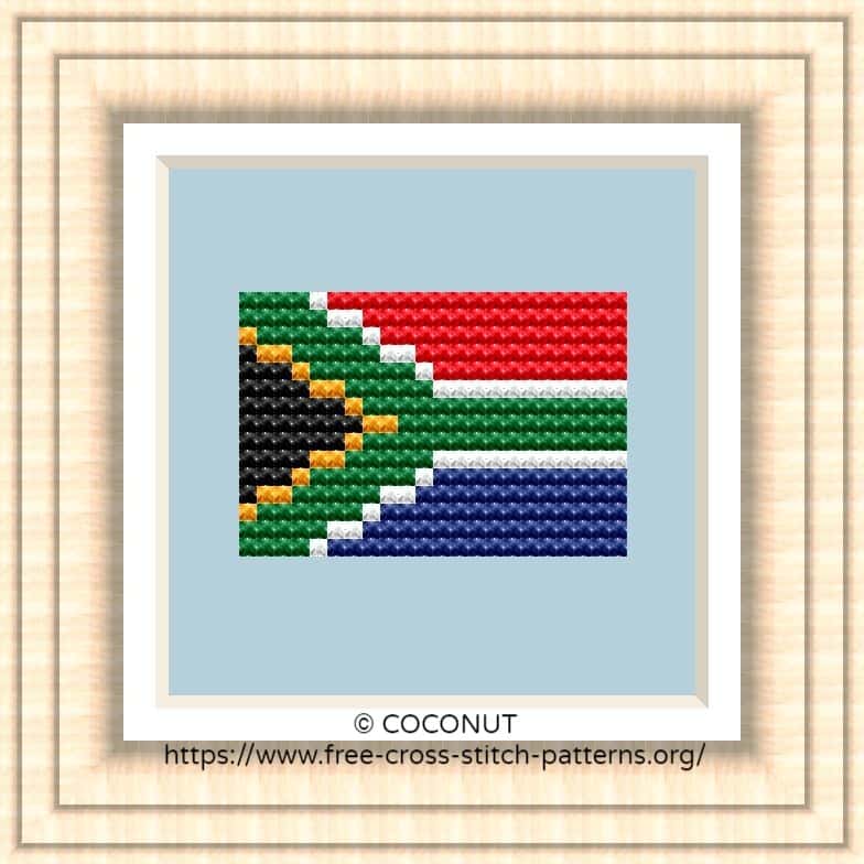 NATIONAL FLAG OF SOUTH AFRICA CROSS STITCH CHART Free cross stitch