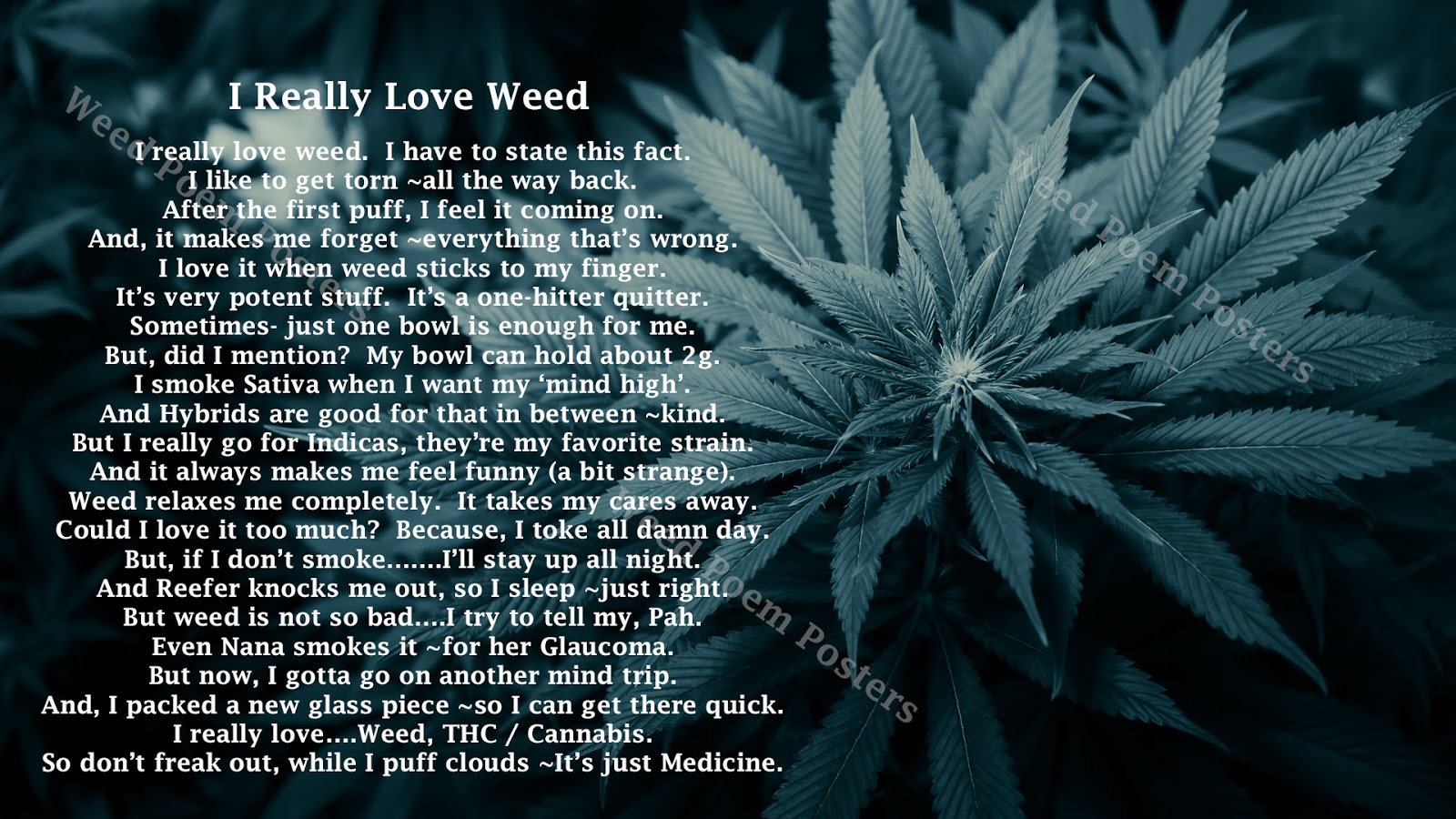 Weed Poem Posters for Medical Marijuana Collectives January 2015
