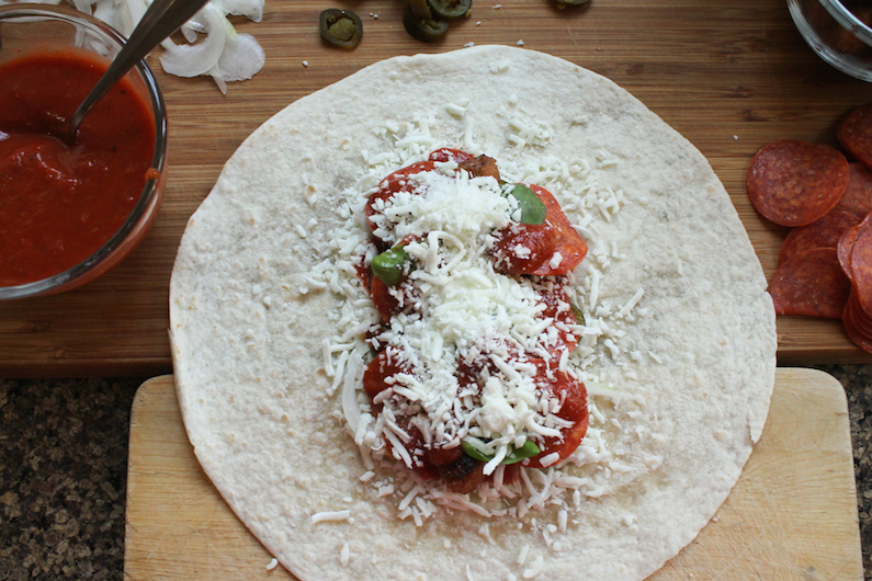 Food Lust People Love Grilled Pepperoni and Sausage Pizza Wraps